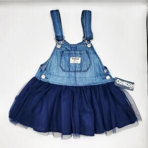 NWT Classic OshKosh B'gosh Vestback Blue Tulle & Denim Jumper Skirtall Dress 18M
